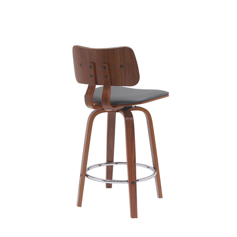 Pico - Swivel Walnut Wood Faux Leather Stool - Premium Counter Height (24"-27") from Armen Living - Just $205! Shop now at brett interiors