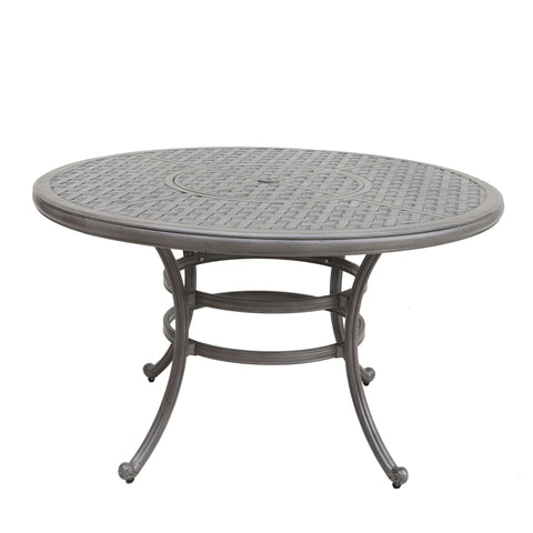 All-Weather And Durable 52" Round Cast Aluminum Round Dining Table With Umbrella Hole - Gray - Premium Dining Tables from Gather Craft - Just $976! Shop now at brett interiors