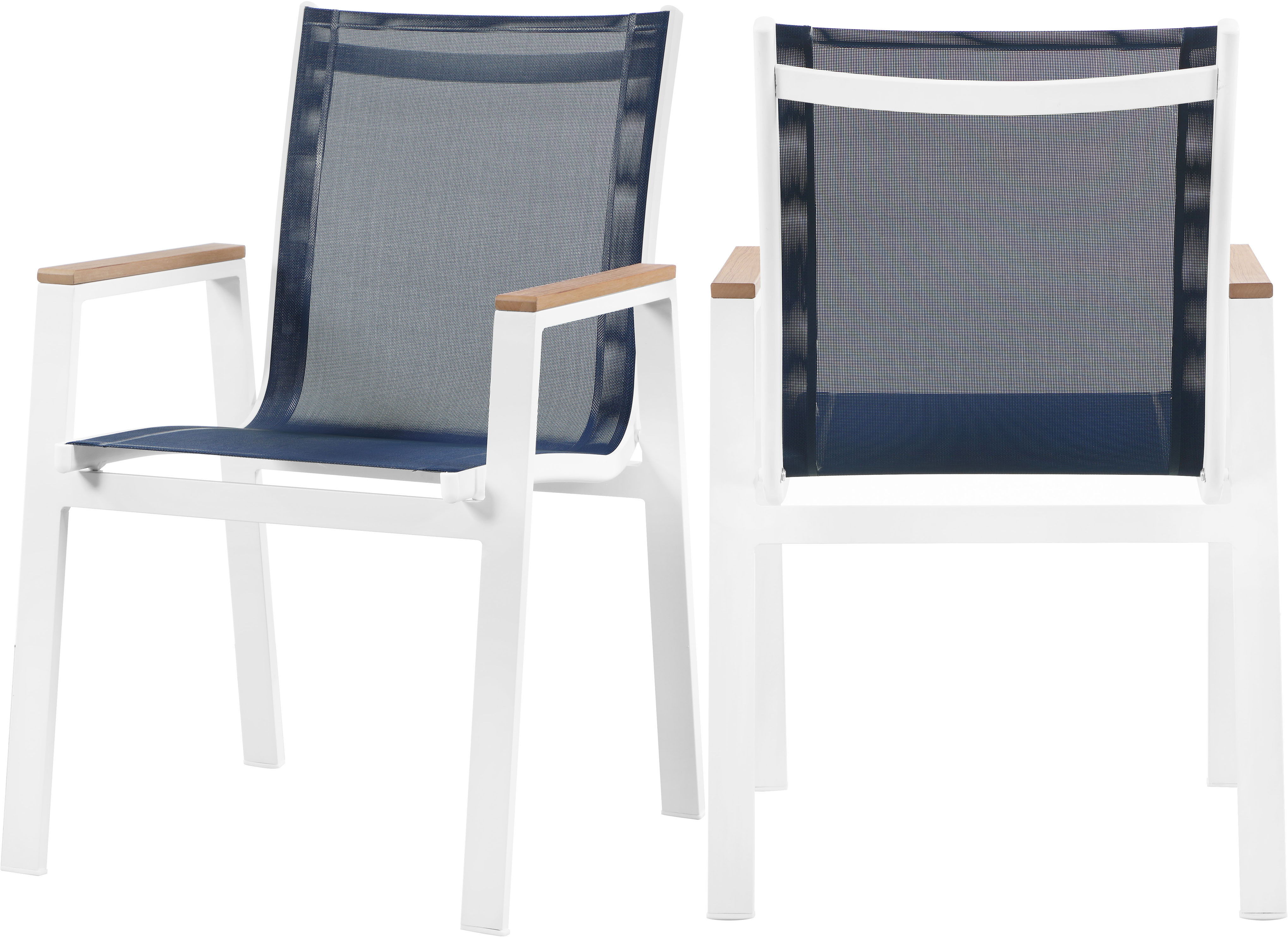 Nizuc - Outdoor Patio Dining Arm Chair (Set of 2) - Navy - Fabric - Premium Chair Sets from Meridian Furniture - Just $800! Shop now at brett interiors