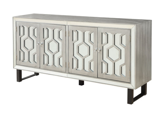 Chandi - Four Door Credenza - Bose Metallic Pewter - Premium Credenzas from Coast2Coast Home - Just $4125! Shop now at brett interiors