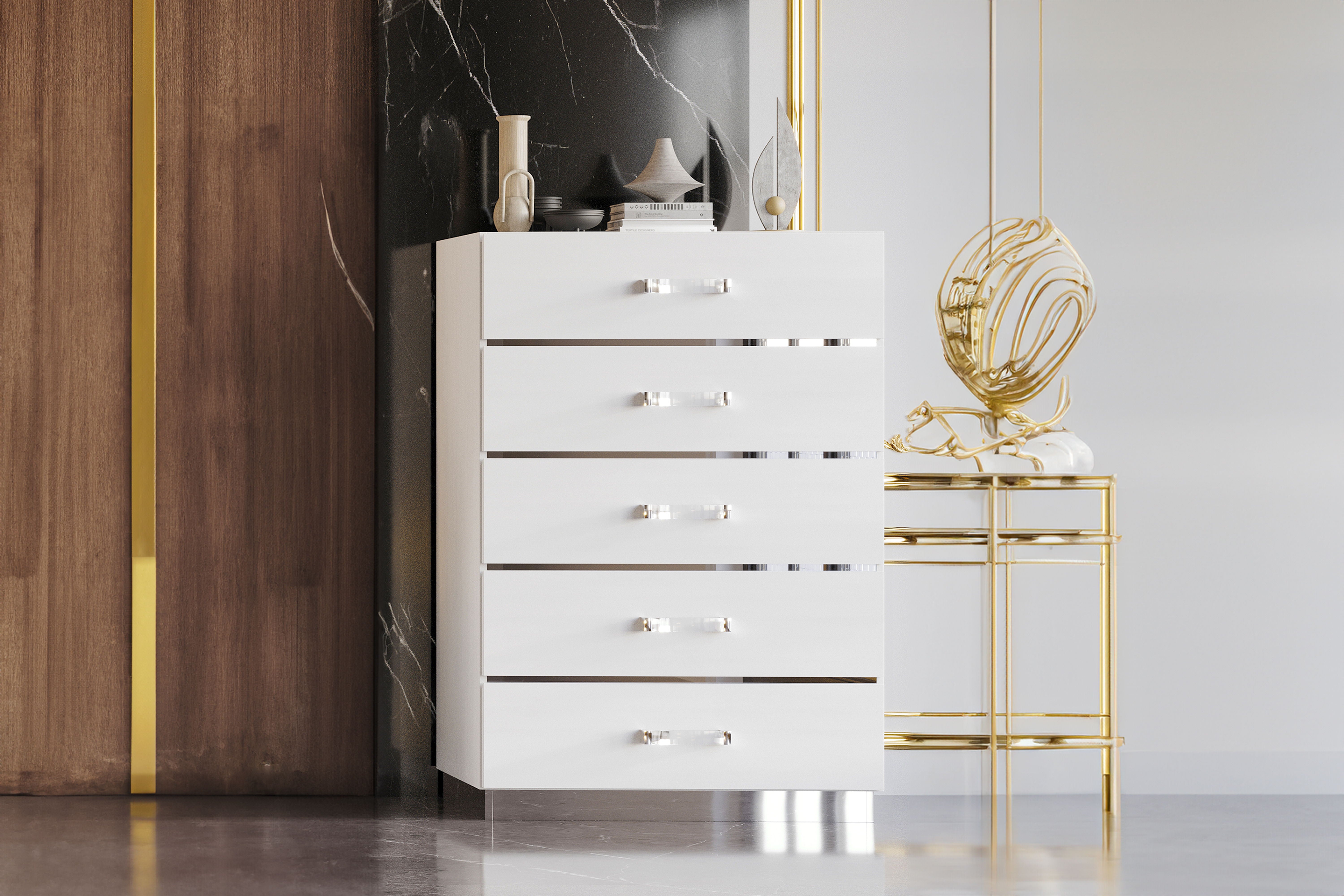 Europa - Chest - White - Premium Accent Chests from New Classic - Just $475! Shop now at brett interiors