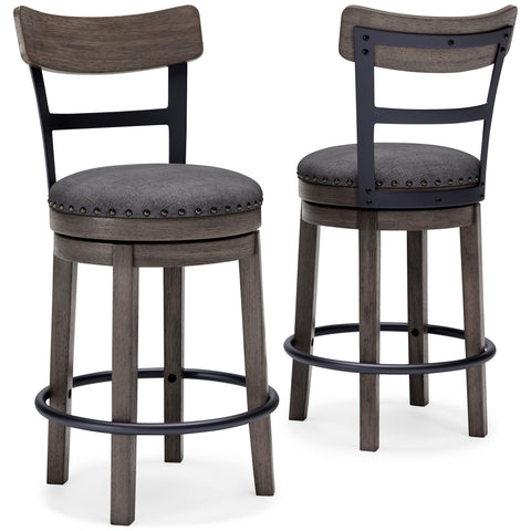 Caitbrook - Gray - Uph Swivel Barstool - Premium Counter Height (24"-27") from Signature Design by Ashley® - Just $236.78! Shop now at brett interiors