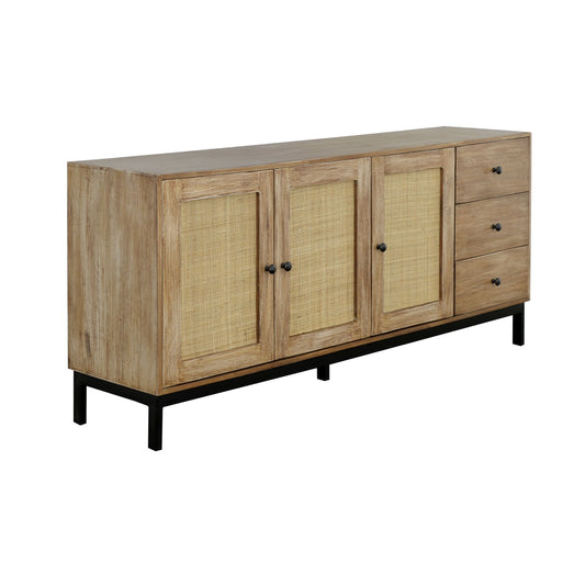 Jeremiah - Three Door Three Drawer Credenza - Raffie Brown / Rattan - Premium Credenzas from Coast2Coast Home - Just $4537.50! Shop now at brett interiors