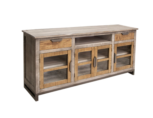 Mita - 70" TV Stand - Honey Brown / Light Gray - Premium TV Stands from International Furniture Direct - Just $1187.50! Shop now at brett interiors