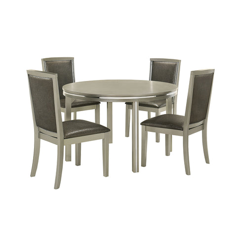 Lumina - Round Table & 4 Chairs - Gray - Premium 5 Piece Dining Room Sets from New Classic - Just $897.50! Shop now at brett interiors