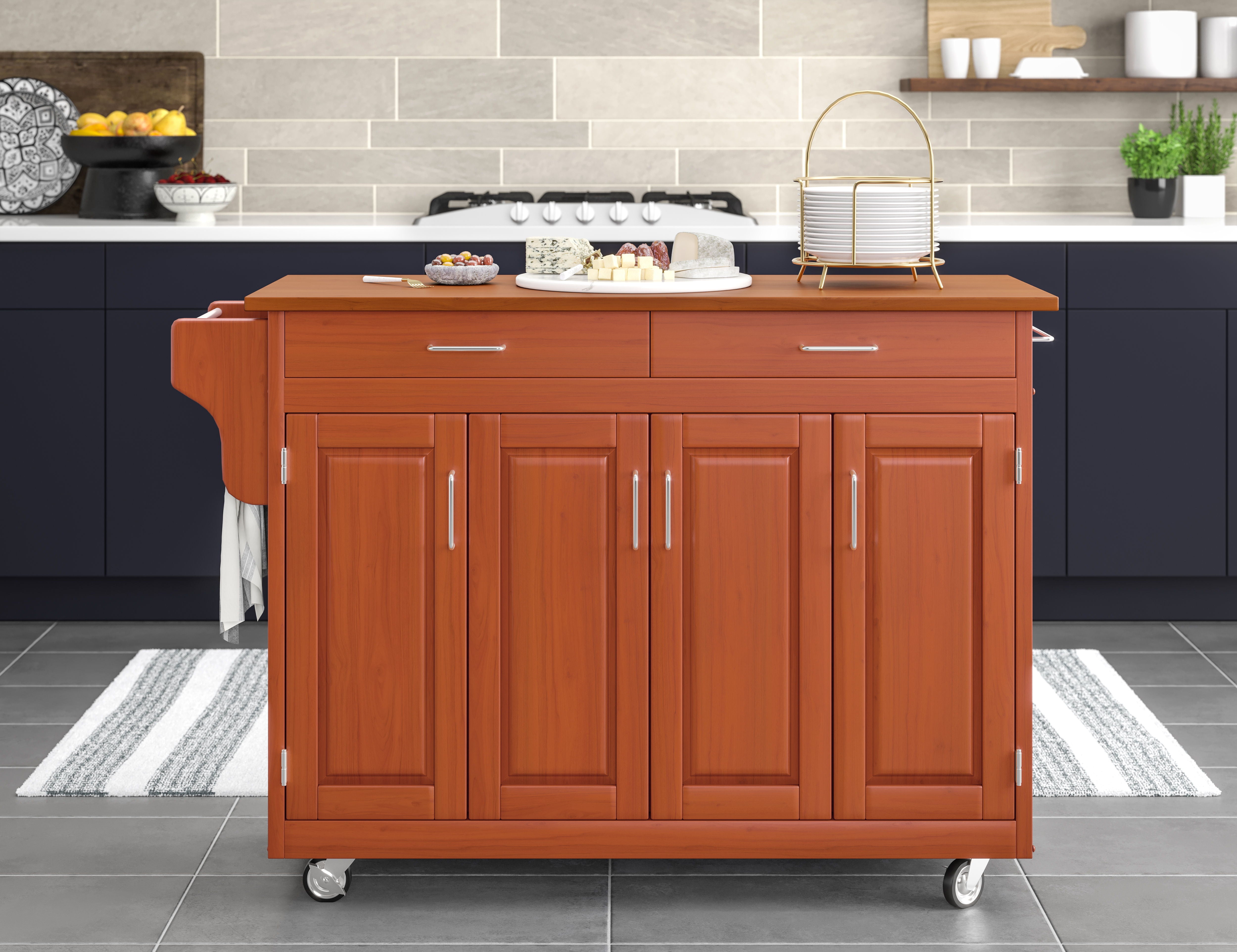 Create-A-Cart - 4 Doors Kitchen Cart - Cherry Wood Top - Premium Islands & Carts from Homestyles - Just $712.50! Shop now at brett interiors