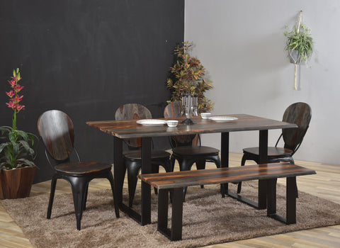 Sierra II - Dining Bench - Brown / Black Powder Coat Finish - Premium Dining Benches from Coast2Coast Home - Just $1237.50! Shop now at brett interiors