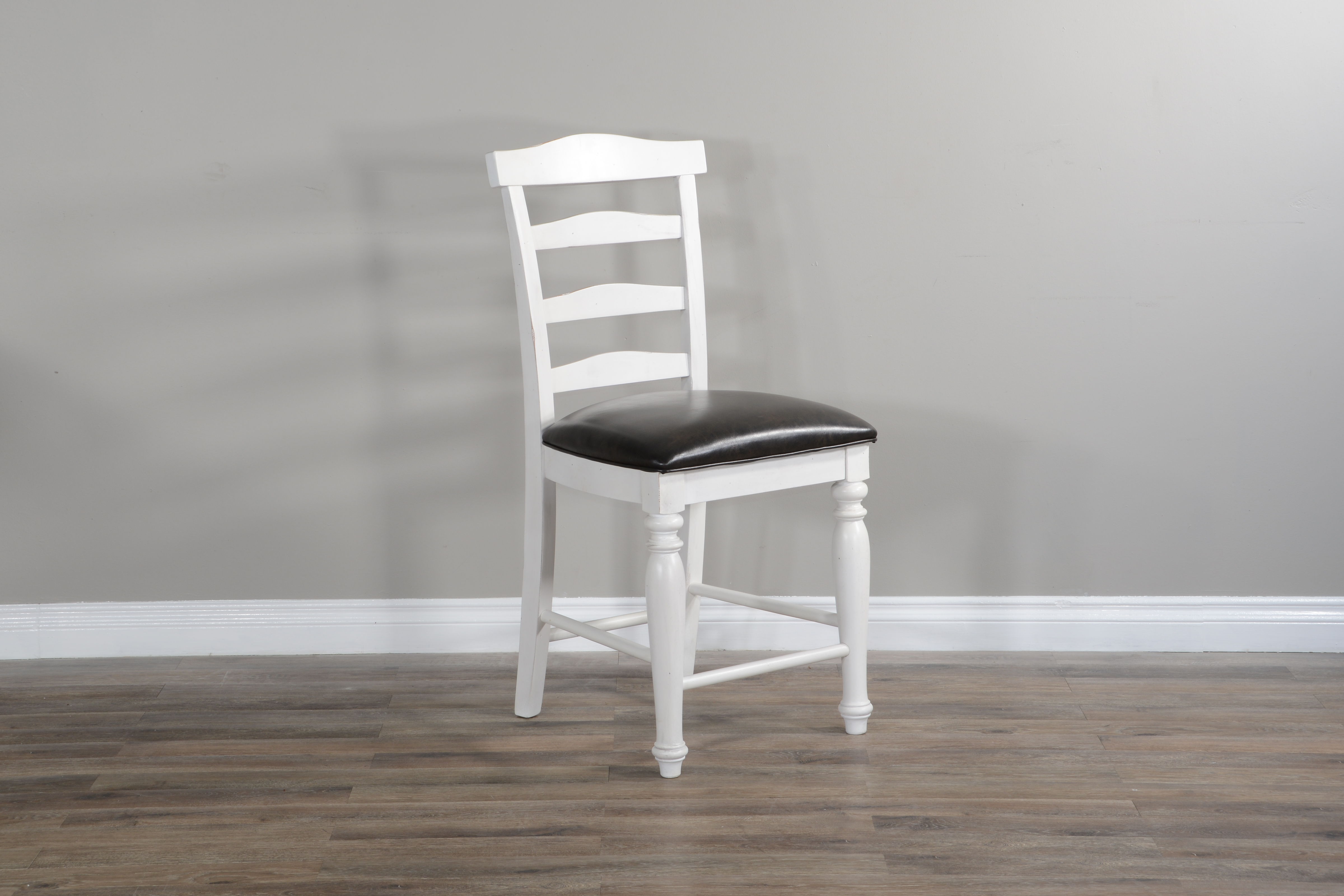 Carriage House - Ladderback Barstool With Cushion Seat - White / Black - Premium Side Chairs from Sunny Designs - Just $206! Shop now at brett interiors