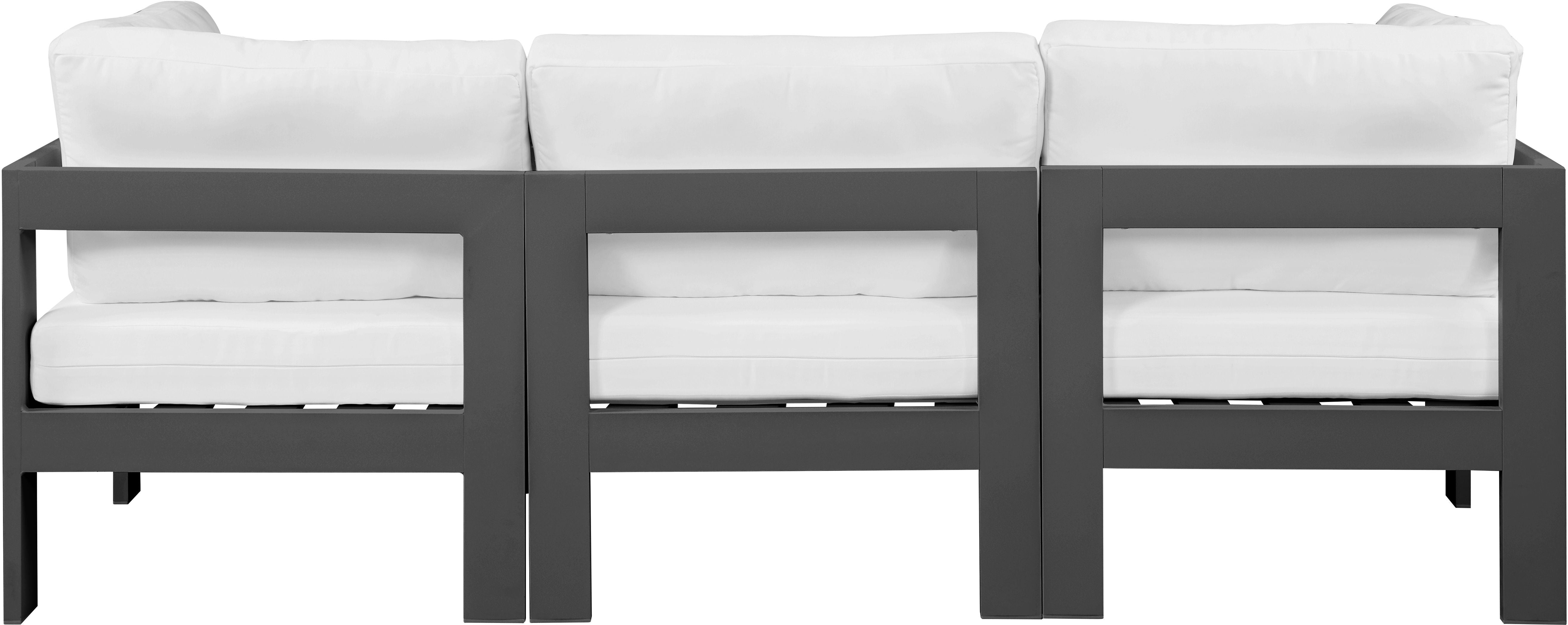 Nizuc - Outdoor Patio Modular Sofa 3 Seats - White - Premium Sofas from Meridian Furniture - Just $2787.50! Shop now at brett interiors