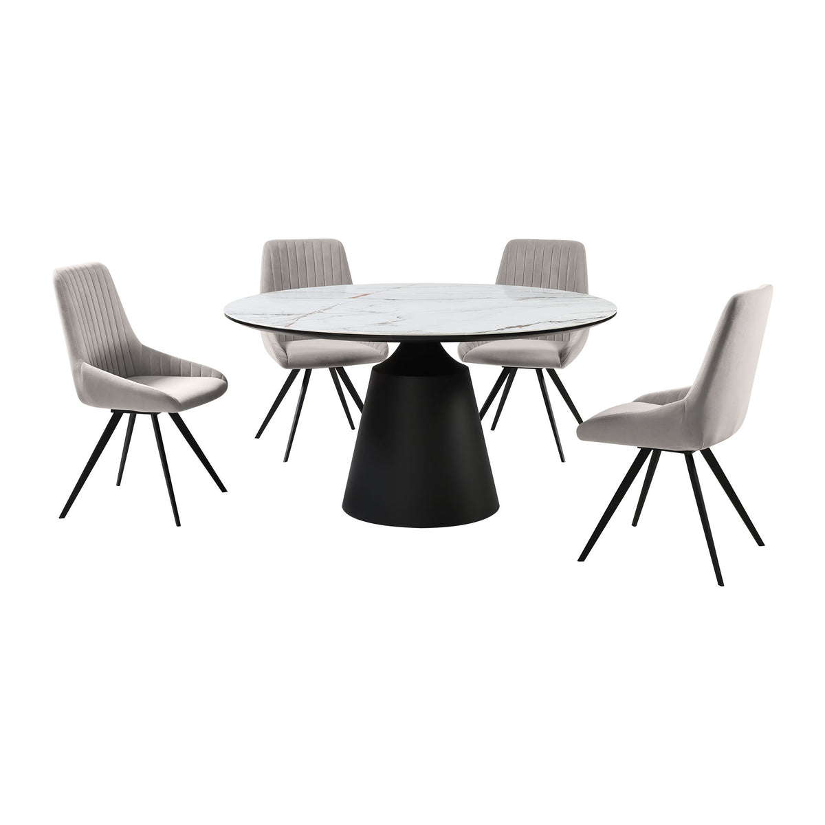 Knox Alison - 5 Piece Dining Set - Gray Velvet - Premium 5 Piece Dining Room Sets from Armen Living - Just $4210! Shop now at brett interiors