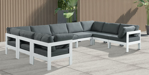 Nizuc - Outdoor Patio Modular Sectional 9 Piece - Grey - Metal - Premium Stationary Sectionals from Meridian Furniture - Just $8162.50! Shop now at brett interiors