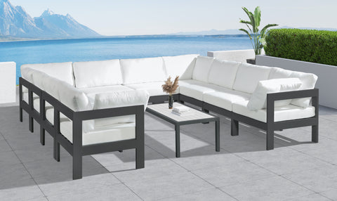 Nizuc - Outdoor Patio Modular Sectional 10 Piece - White - Fabric - Modern & Contemporary - Premium Stationary Sectionals from Meridian Furniture - Just $9025! Shop now at brett interiors