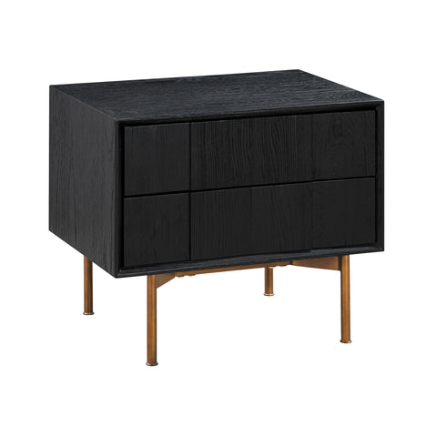 Carnaby - 2 Drawer Nightstand - Black Brushed Oak / Bronze - Premium Accent Nightstands from Armen Living - Just $552.50! Shop now at brett interiors