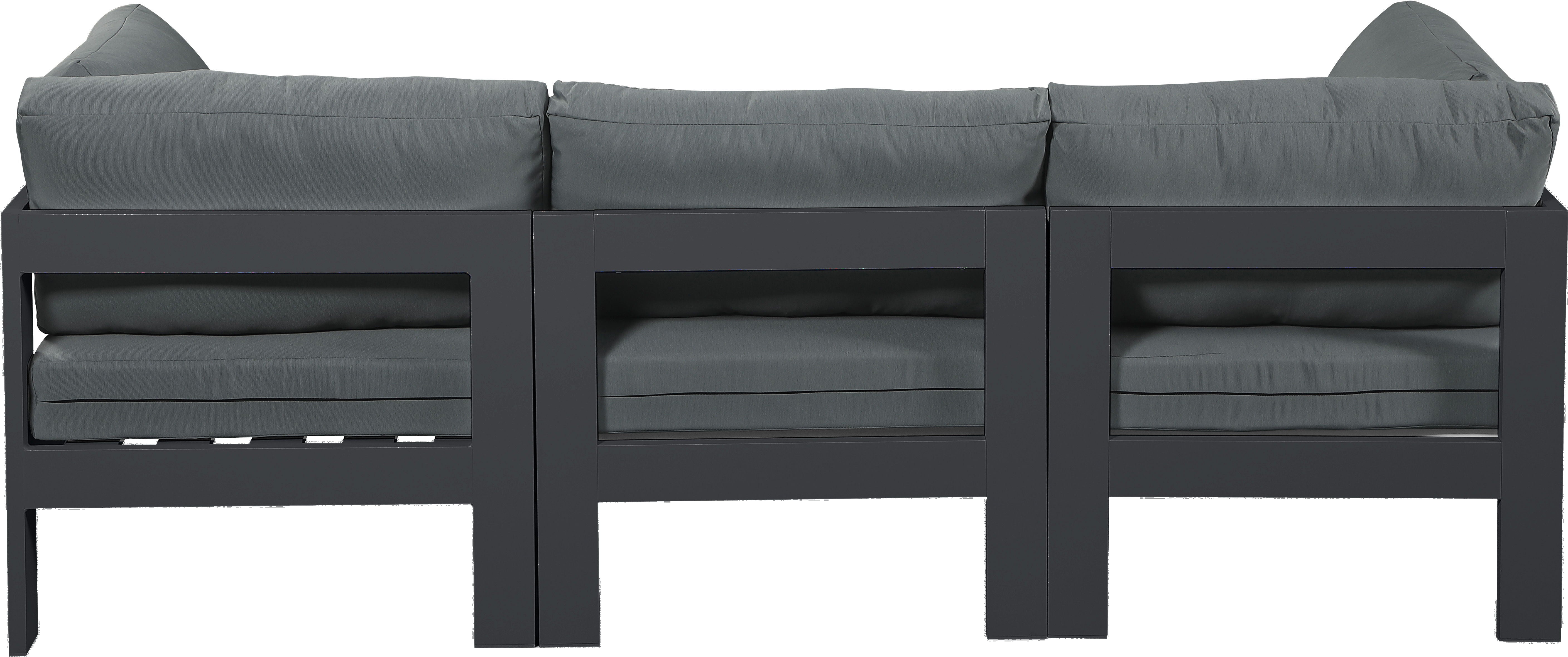 Nizuc - Outdoor Patio Modular Sofa 3 Seats - Grey - Premium Sofas from Meridian Furniture - Just $2787.50! Shop now at brett interiors