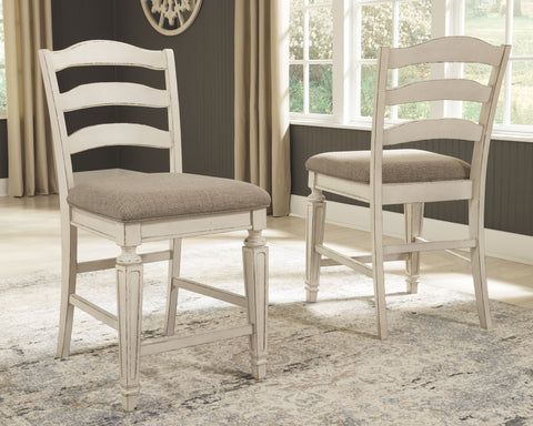 Realyn - Chipped White - Upholstered Barstool (Set of 2) - Premium Stool Sets from Ashley Furniture - Just $236.80! Shop now at brett interiors