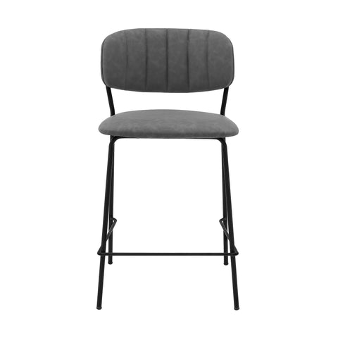 Carlo - 26" Metal Counter Height Bar Stool - Gray / Black - Premium Counter Height (24"-27") from Armen Living - Just $272.50! Shop now at brett interiors