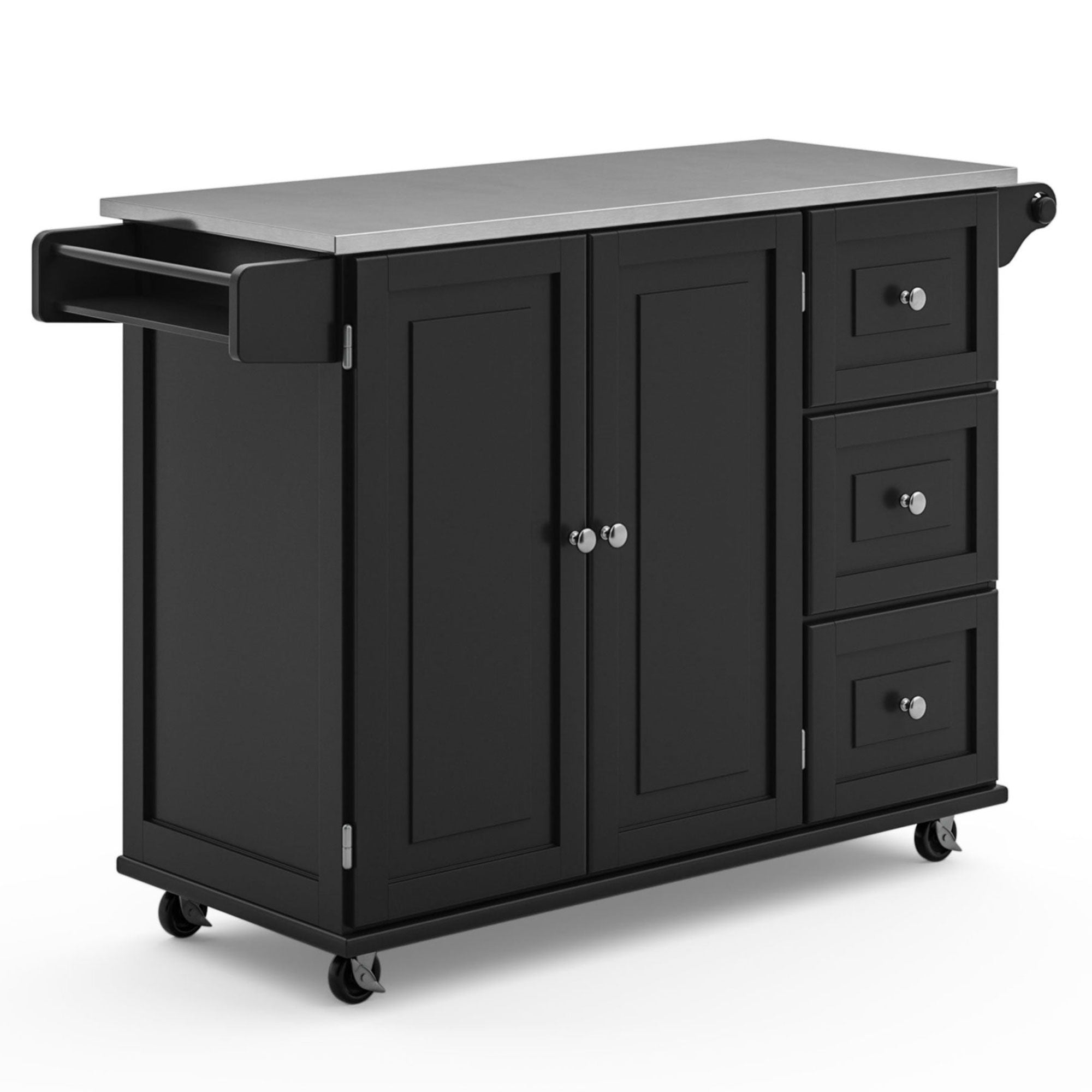 Blanche - Kitchen Cart With Stainless Steel Top - Black - 36" - Premium Islands & Carts from Homestyles - Just $1294.98! Shop now at brett interiors