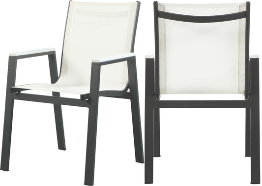 Nizuc - Outdoor Patio Dining Arm Chair (Set of 2) - White - Premium Chair Sets from Meridian Furniture - Just $800! Shop now at brett interiors