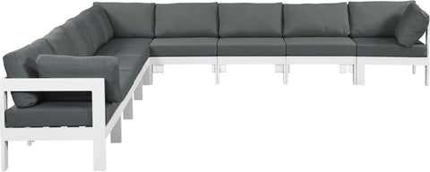 Nizuc - Outdoor Patio Modular Sectional 9 Piece - Grey - Fabric - Modern & Contemporary - Premium Stationary Sectionals from Meridian Furniture - Just $8062.50! Shop now at brett interiors