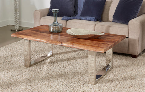 Brownstone 2.0 - Solid Wood Live Edge Topped Table With Chrome Legs - Premium Dining Tables from Coast2Coast Home - Just $1485! Shop now at brett interiors