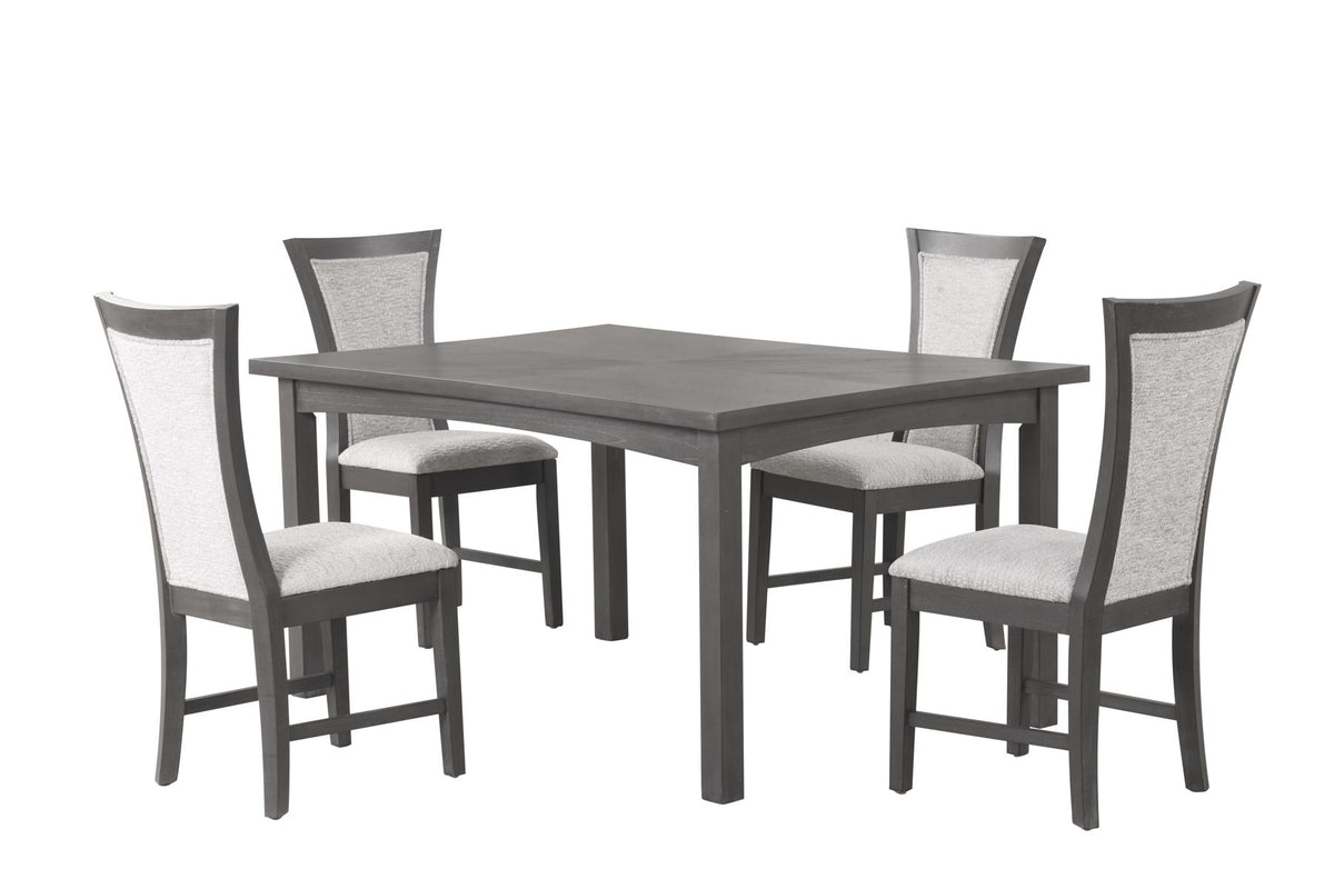 Flair - 5 Piece Dining Set (Table & 4 Chairs) - Gray - Premium 5 Piece Dining Room Sets from New Classic - Just $672.50! Shop now at brett interiors