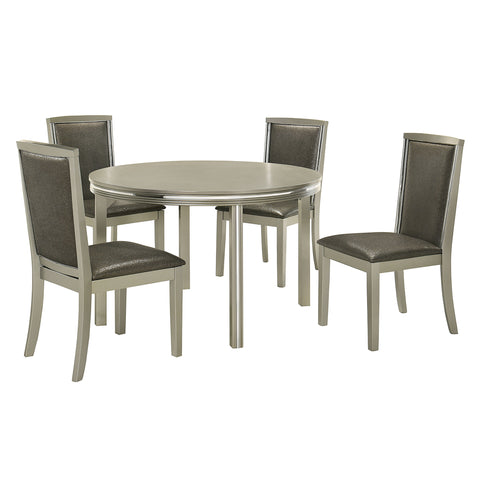 Lumina - Round Table & 4 Chairs - Gray - Premium 5 Piece Dining Room Sets from New Classic - Just $897.50! Shop now at brett interiors