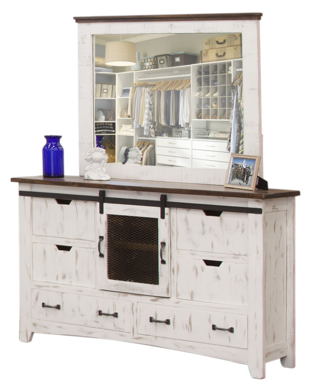 Pueblo White - Mirror - Antiqued White - Premium Bedroom Mirrors from International Furniture Direct - Just $307.50! Shop now at brett interiors