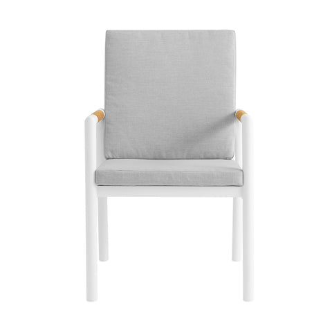 Crown - Outdoor Dining Chair With Light Gray (Set of 2) - White / Teak - Premium Chair Sets from Armen Living - Just $1020! Shop now at brett interiors