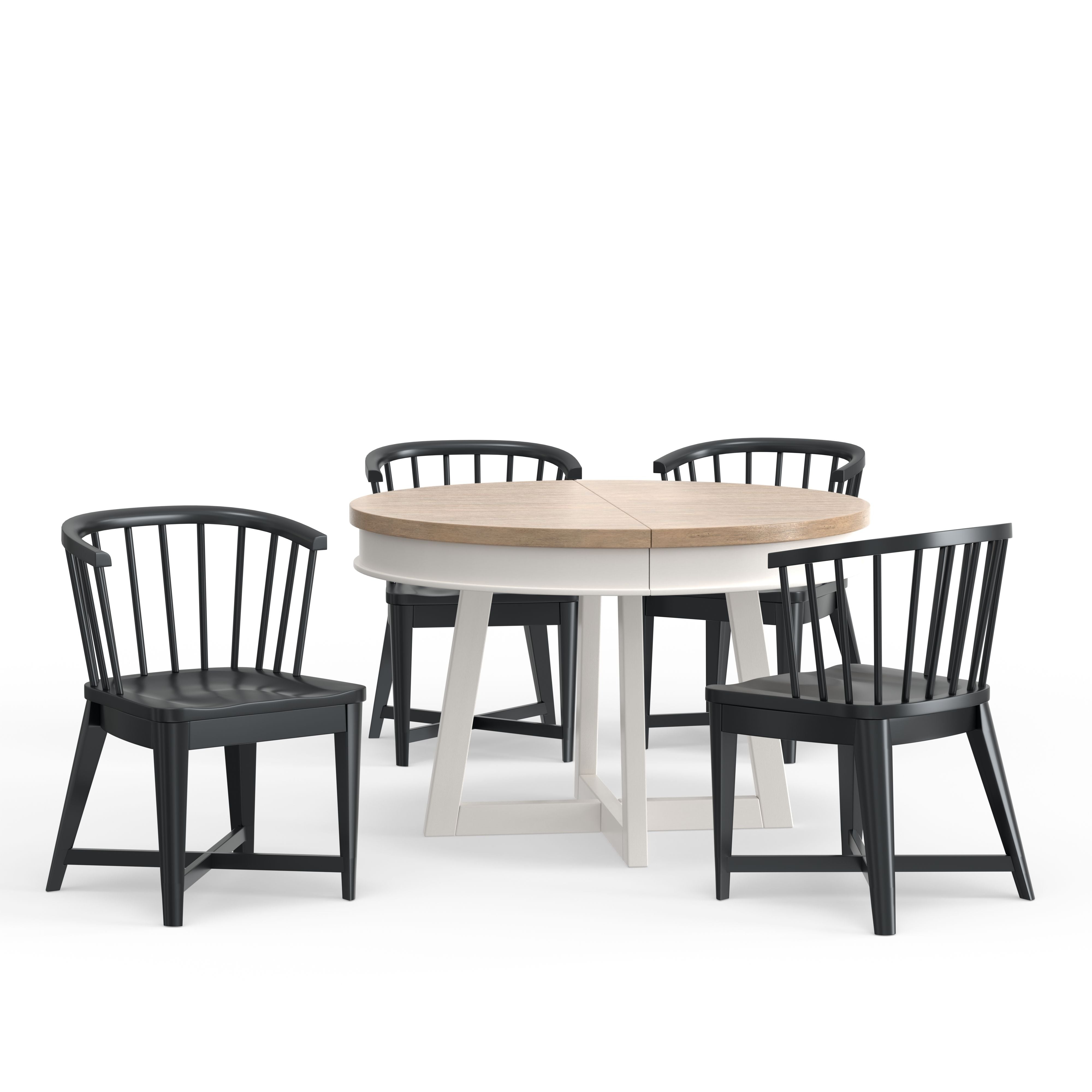 Americana Modern Dining - 48-66" Round Dining Table And 4 Barrel Chairs - Cotton - Premium 5 Piece Dining Room Sets from Parker House - Just $1622.50! Shop now at brett interiors