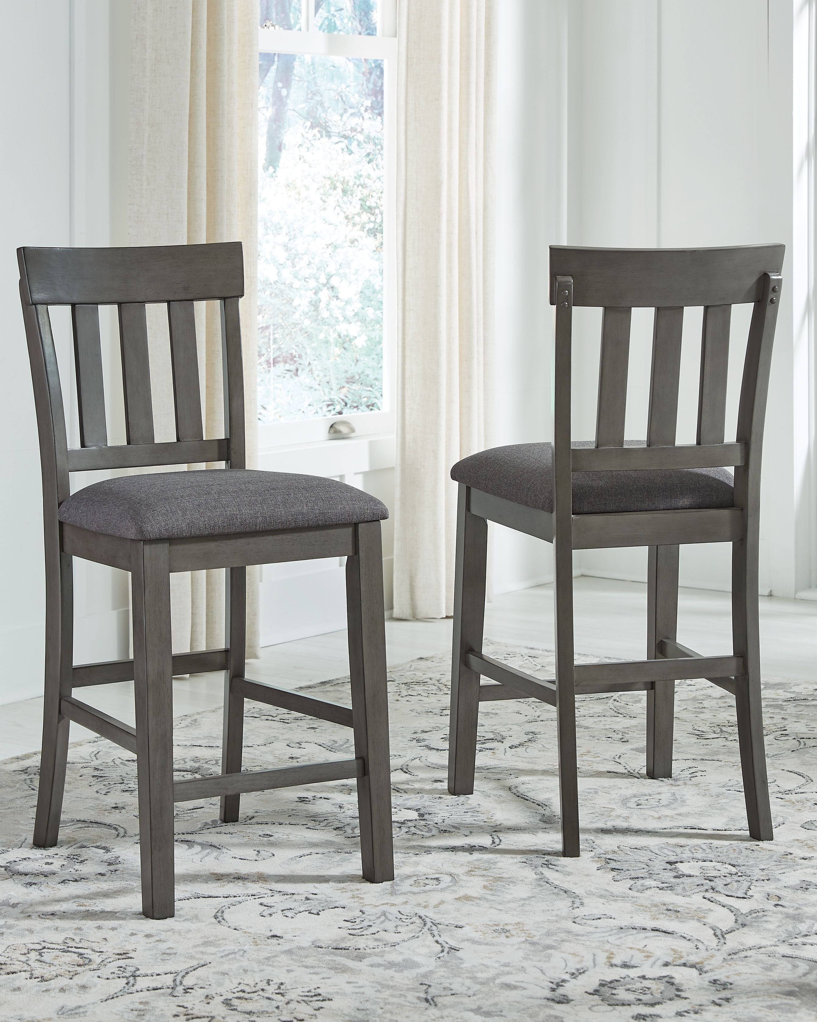 Hallanden - Black / Gray - Upholstered Barstool (Set of 2) - Premium Stool Sets from Ashley Furniture - Just $300.30! Shop now at brett interiors