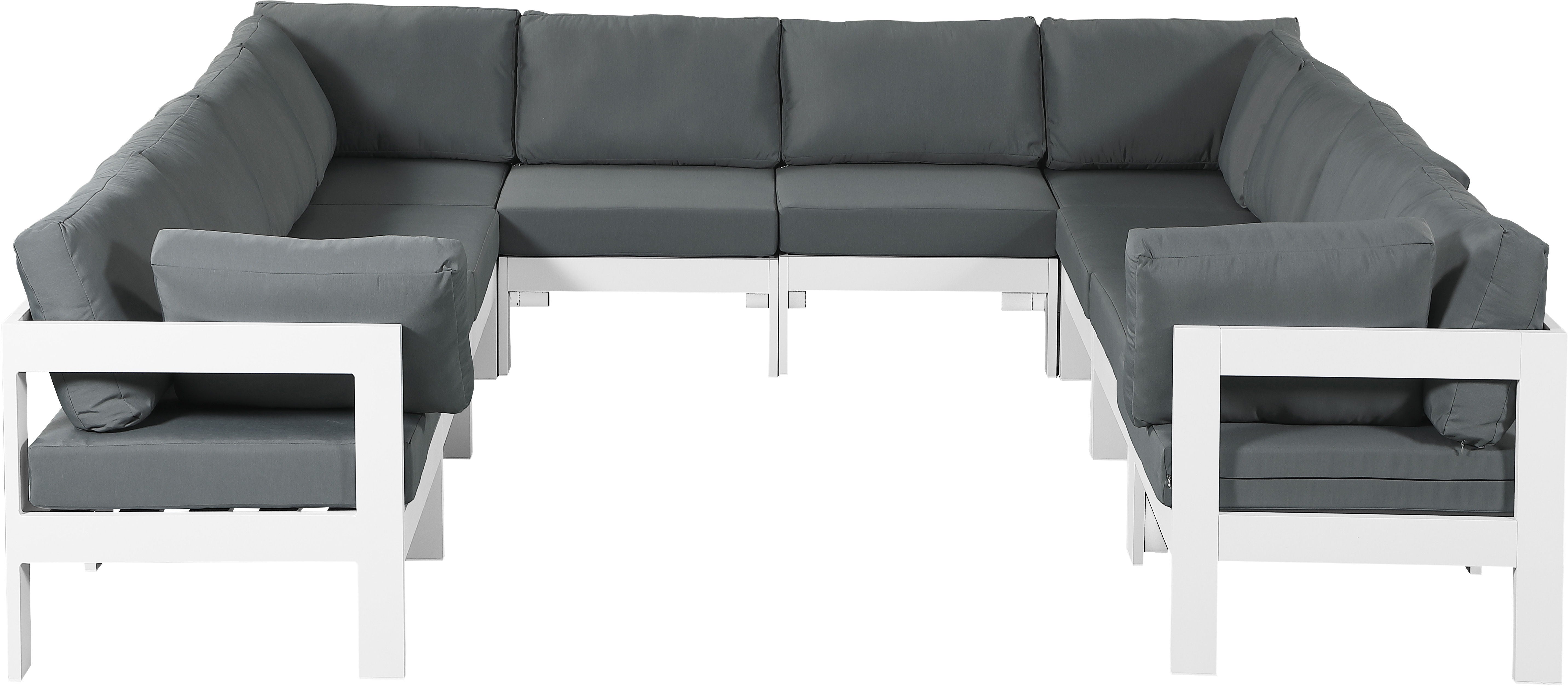 Nizuc - Outdoor Patio Modular Sectional - Grey - Fabric - Premium Stationary Sectionals from Meridian Furniture - Just $9025! Shop now at brett interiors