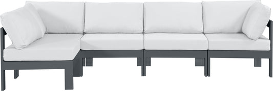 Nizuc - Outdoor Patio Modular Sectional 5 Piece - White - Modern & Contemporary - Premium Stationary Sectionals from Meridian Furniture - Just $4512.50! Shop now at brett interiors