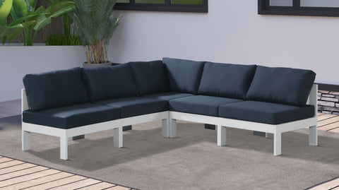 Nizuc - Outdoor Patio Modular Sectional 5 Piece - Navy - Fabric - Modern & Contemporary - Premium Stationary Sectionals from Meridian Furniture - Just $4412.50! Shop now at brett interiors