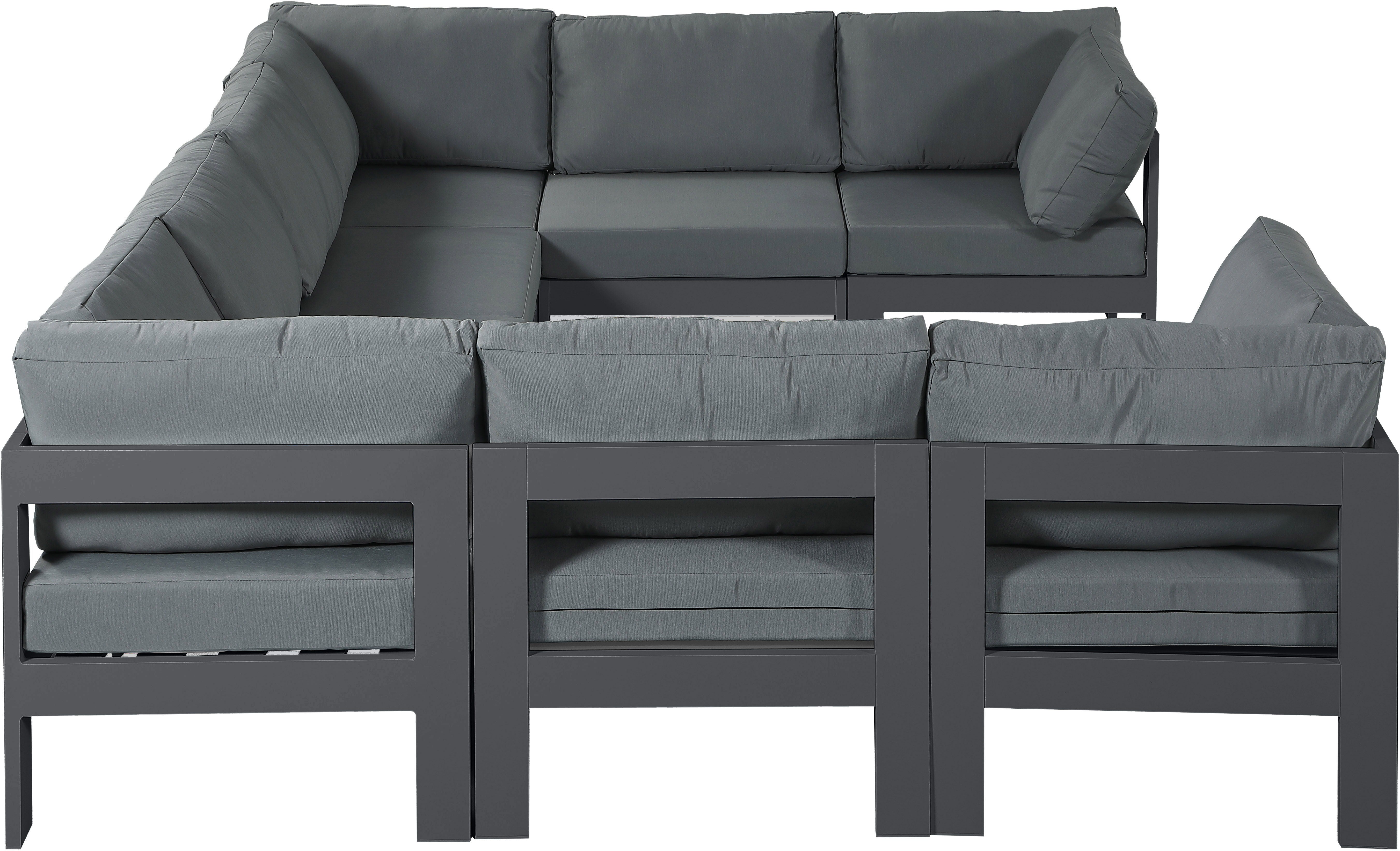 Nizuc - Outdoor Patio Modular Sectional 8 Piece - Grey - Premium Stationary Sectionals from Meridian Furniture - Just $7300! Shop now at brett interiors