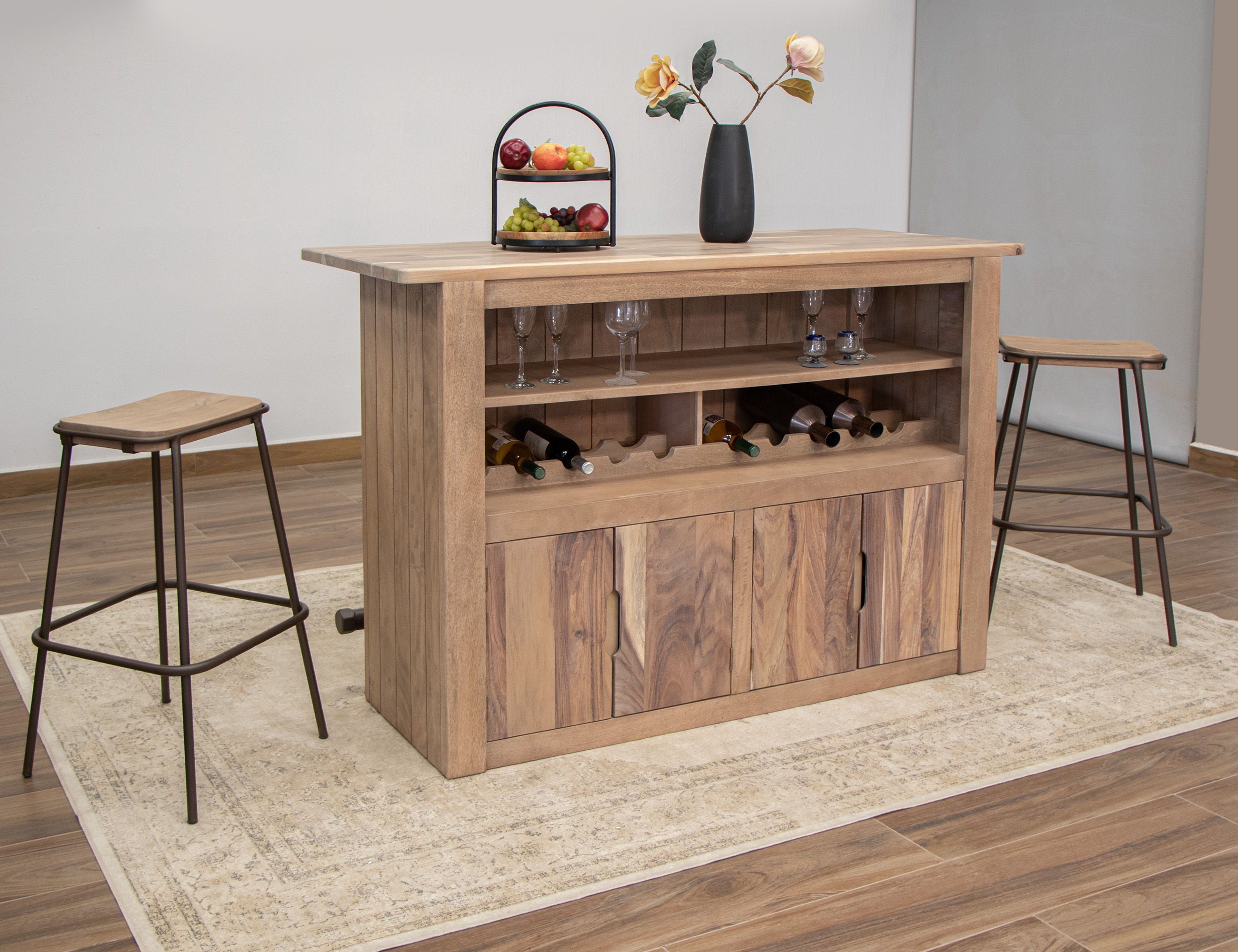 Natural Parota - Bar - Brown Cappuccino - Premium Bars & Bar Carts from International Furniture Direct - Just $2122.50! Shop now at brett interiors