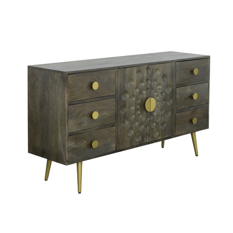 Brooklyn - Two Door Six Drawer Credenza - Chamberline Gray / Gold - Premium Credenzas from Coast2Coast Home - Just $3300! Shop now at brett interiors