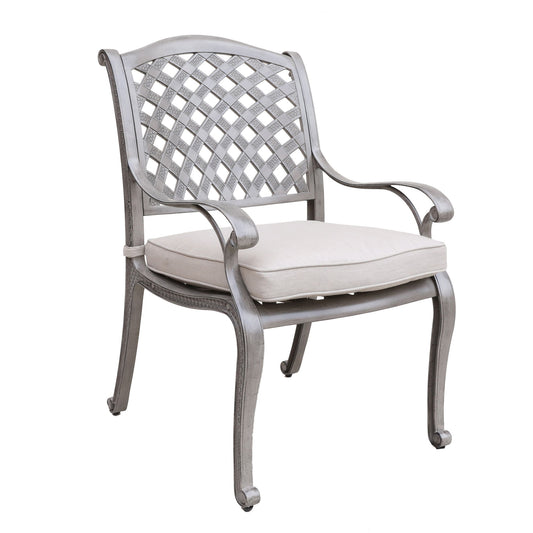 Heritage Grey Outdoor Aluminum Dining Arm Chair With Cushion - Gray - Premium Arm Chairs from Gather Craft - Just $348! Shop now at brett interiors