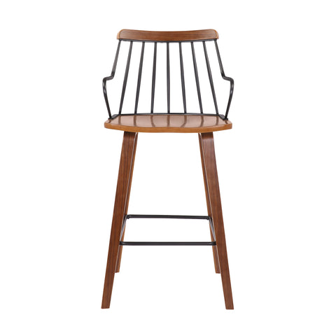 Micah - 26" Modern Counter Height Bar Stool - Walnut / Metal - Premium Counter Height (24"-27") from Armen Living - Just $227.50! Shop now at brett interiors