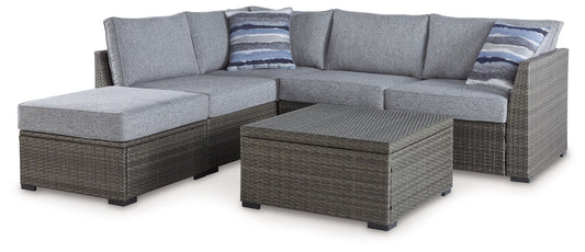 Petal Road - Gray - Loveseat Sectional, Ottoman, Table Set (Set of 4) - Premium 4 Piece Outdoor Sets from Signature Design by Ashley® - Just $1754.38! Shop now at brett interiors