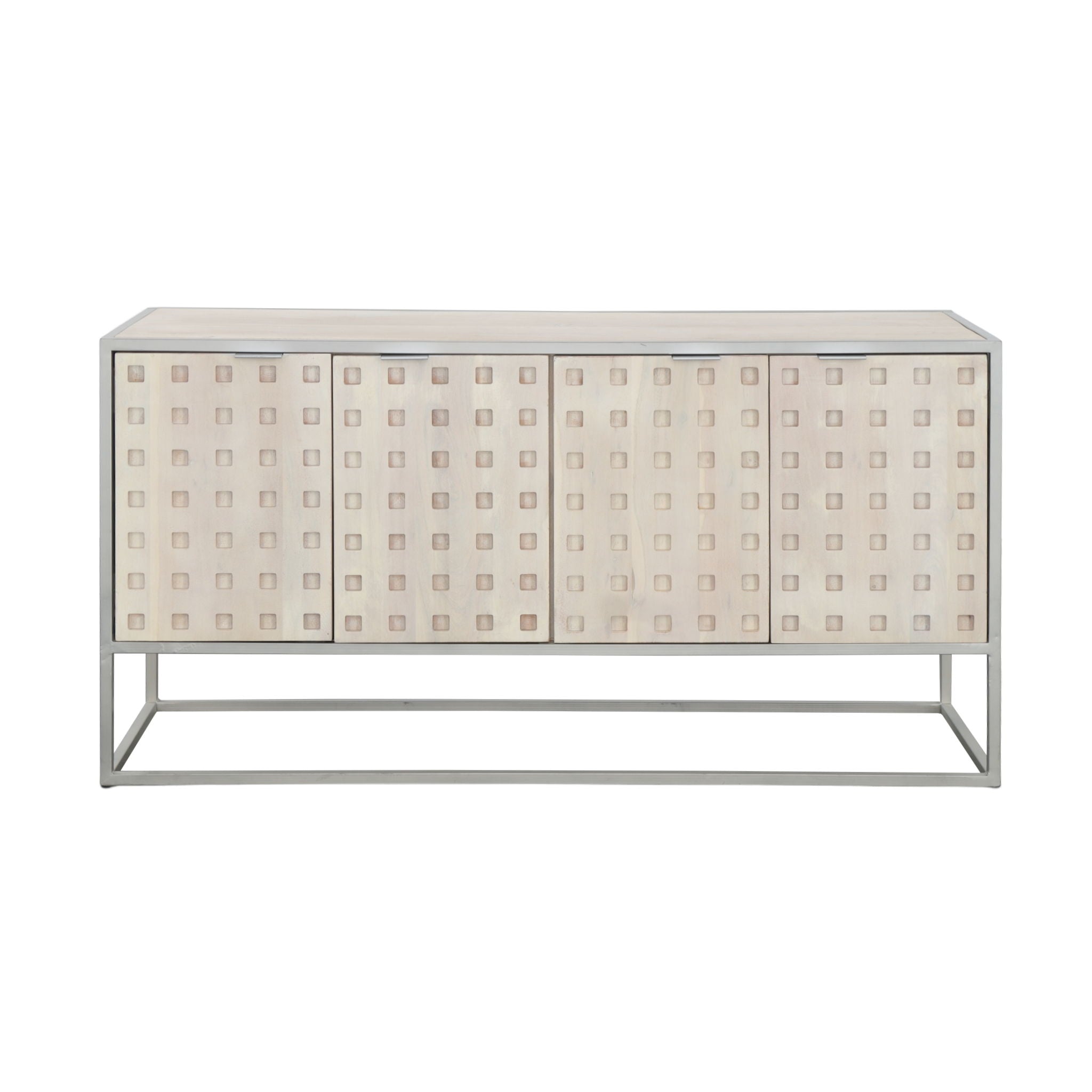 Natalie - Four Door Credenza - Pique White Wash / Metal - Premium Credenzas from Coast2Coast Home - Just $4125! Shop now at brett interiors