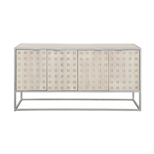 Natalie - Four Door Credenza - Pique White Wash / Metal - Premium Credenzas from Coast2Coast Home - Just $4125! Shop now at brett interiors