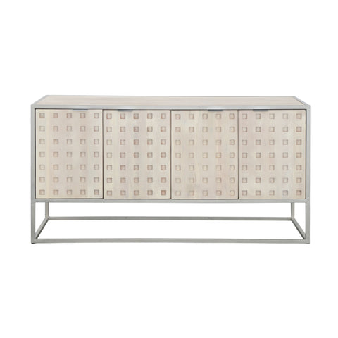 Natalie - Four Door Credenza - Pique White Wash / Metal - Premium Credenzas from Coast2Coast Home - Just $4125! Shop now at brett interiors