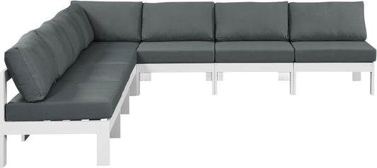 Nizuc - Outdoor Patio Modular Sectional 7 Piece - Grey - Fabric - Premium Stationary Sectionals from Meridian Furniture - Just $6137.50! Shop now at brett interiors