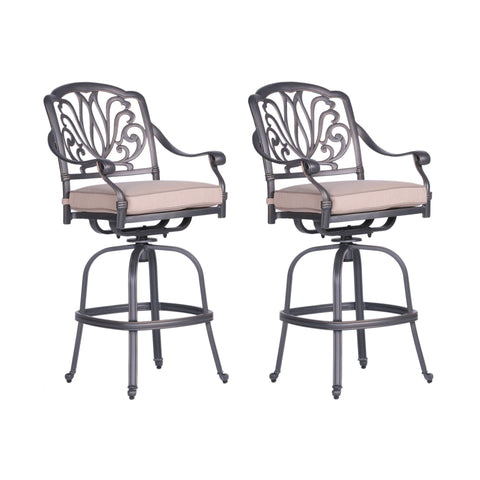 Patio Outdoor Aluminum Swivel Bar Stool With Cushion (Set of 2) - Premium Chair Sets from Gather Craft - Just $1004! Shop now at brett interiors