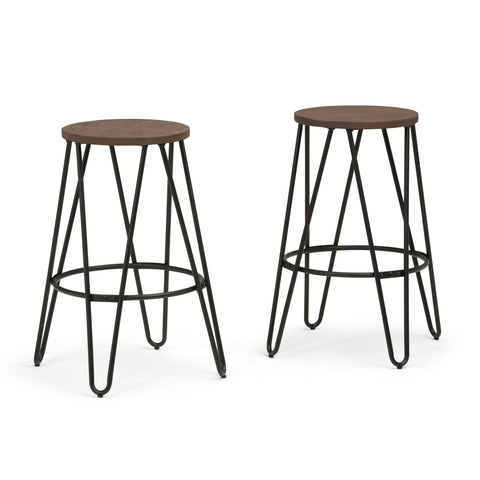 Simeon - 26" Metal Counter Height Stool with Wood Seat (Set of 2) - Premium Stool Sets from Simpli Home - Just $147! Shop now at brett interiors