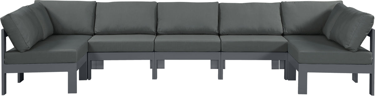 Nizuc - Outdoor Patio Modular Sectional 7 Piece - Gray Dark - Premium Stationary Sectionals from Meridian Furniture - Just $6237.50! Shop now at brett interiors