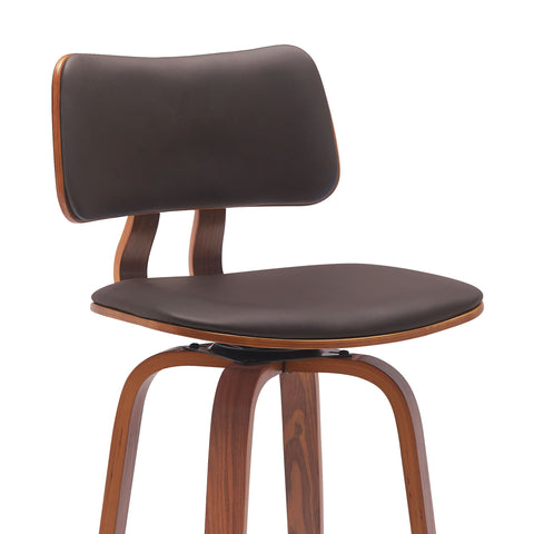 Pico - Swivel Walnut Wood Faux Leather Stool - Premium Counter Height (24"-27") from Armen Living - Just $205! Shop now at brett interiors