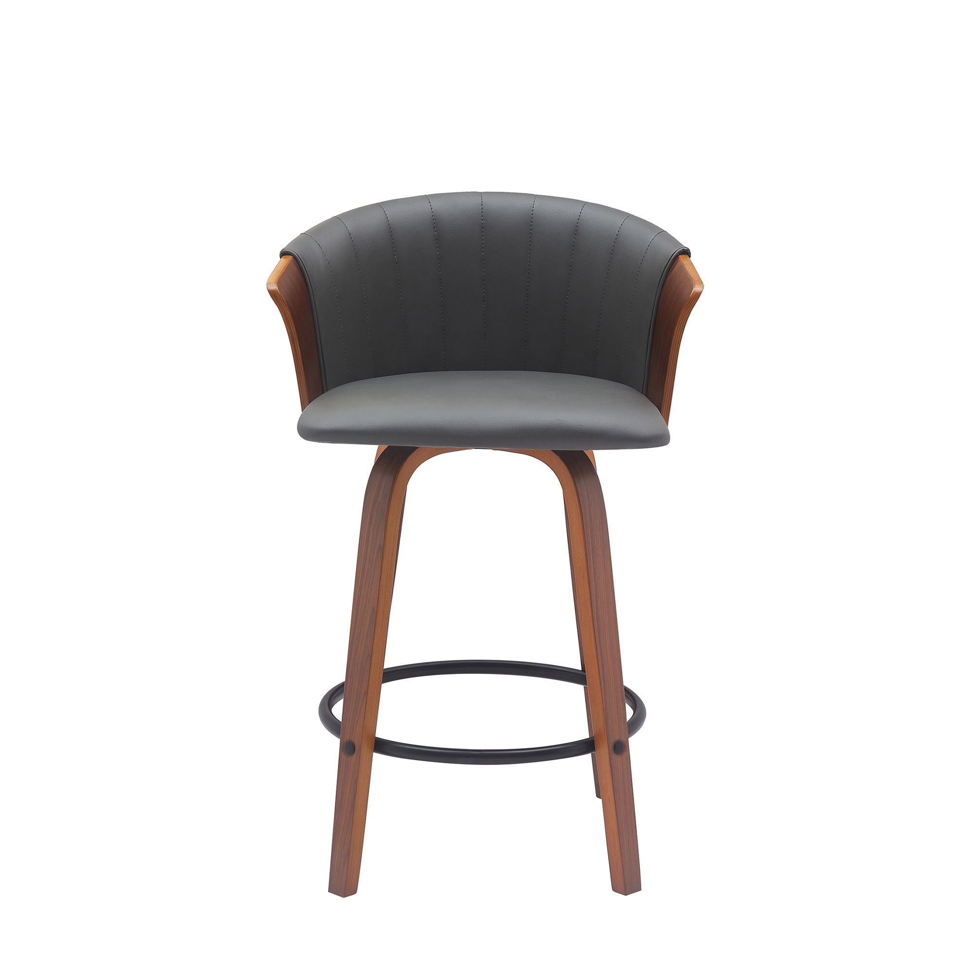 Diana - Swivel Walnut Wood Faux Leather Counter Stool - Premium Counter Height (24"-27") from Armen Living - Just $227.50! Shop now at brett interiors