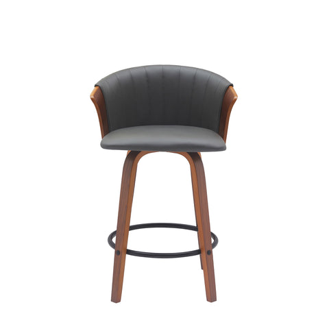 Diana - Swivel Walnut Wood Faux Leather Counter Stool - Premium Counter Height (24"-27") from Armen Living - Just $227.50! Shop now at brett interiors