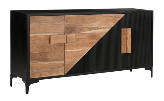 Methone - Four Door Credenza - Natural / Black - Premium Credenzas from Coast2Coast Home - Just $4785! Shop now at brett interiors